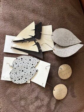 Lot of 4 Handmade Leather Earrings - Great Gift - Unique - Beautiful